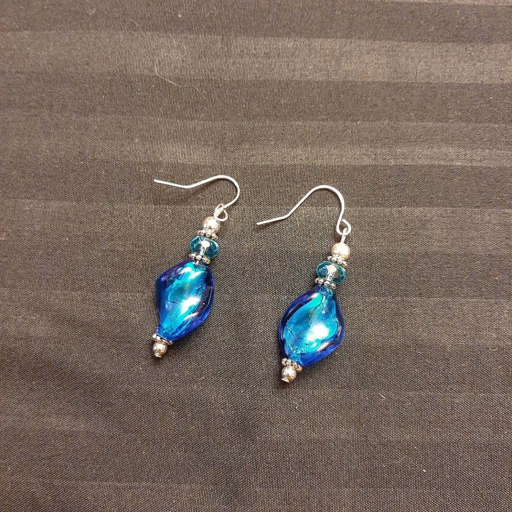 Silver tone Blue Earrings